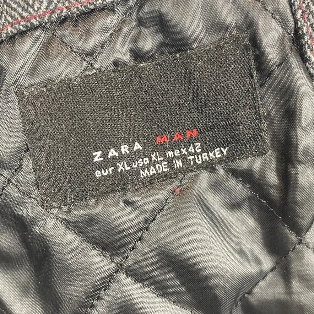 Zara man herringbone blazer XL elbow patch quilted lining winter Young Division